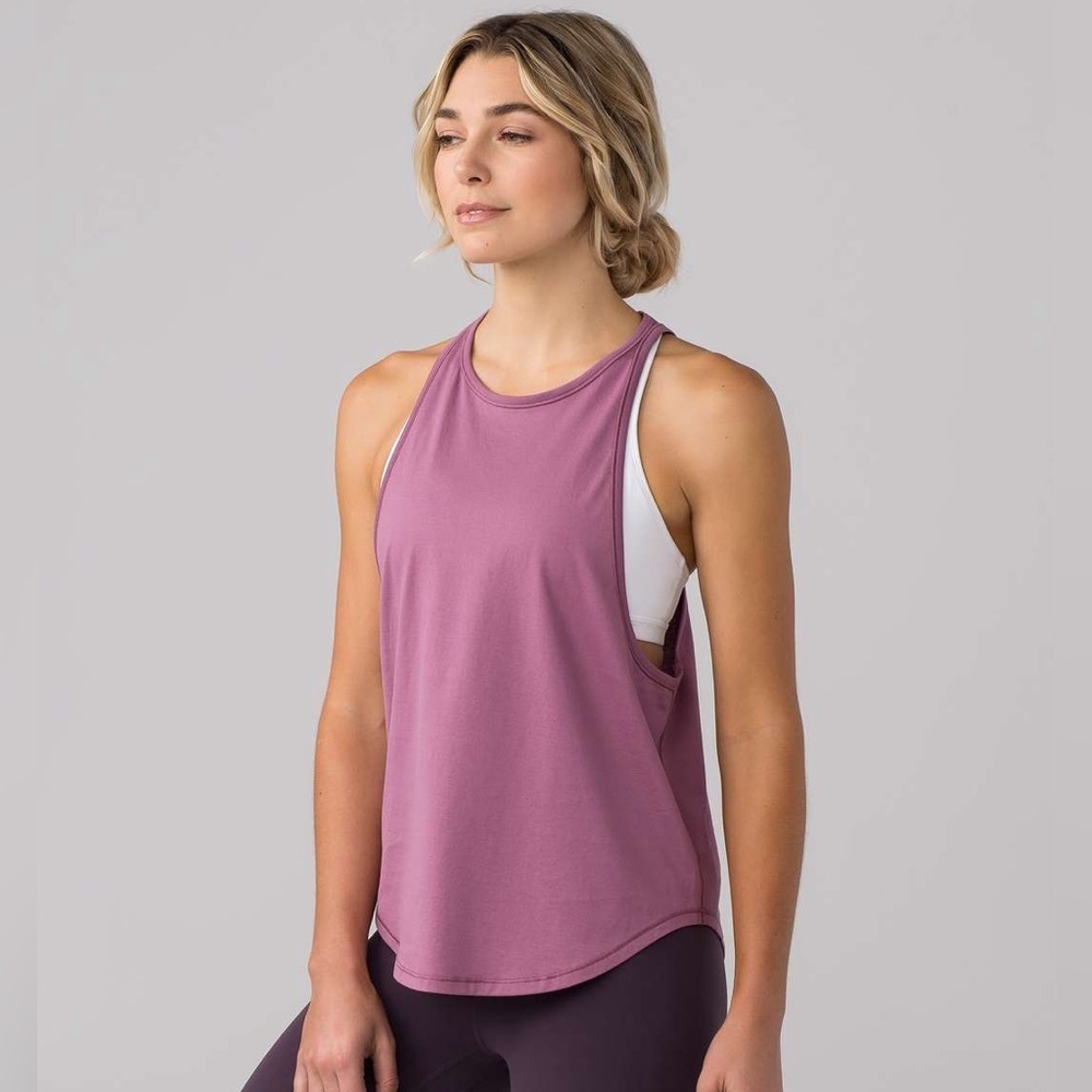 Lululemon Sweat Date Singlet Sleeveless Muscle Tank Top Dusty Rose Pink Figue
